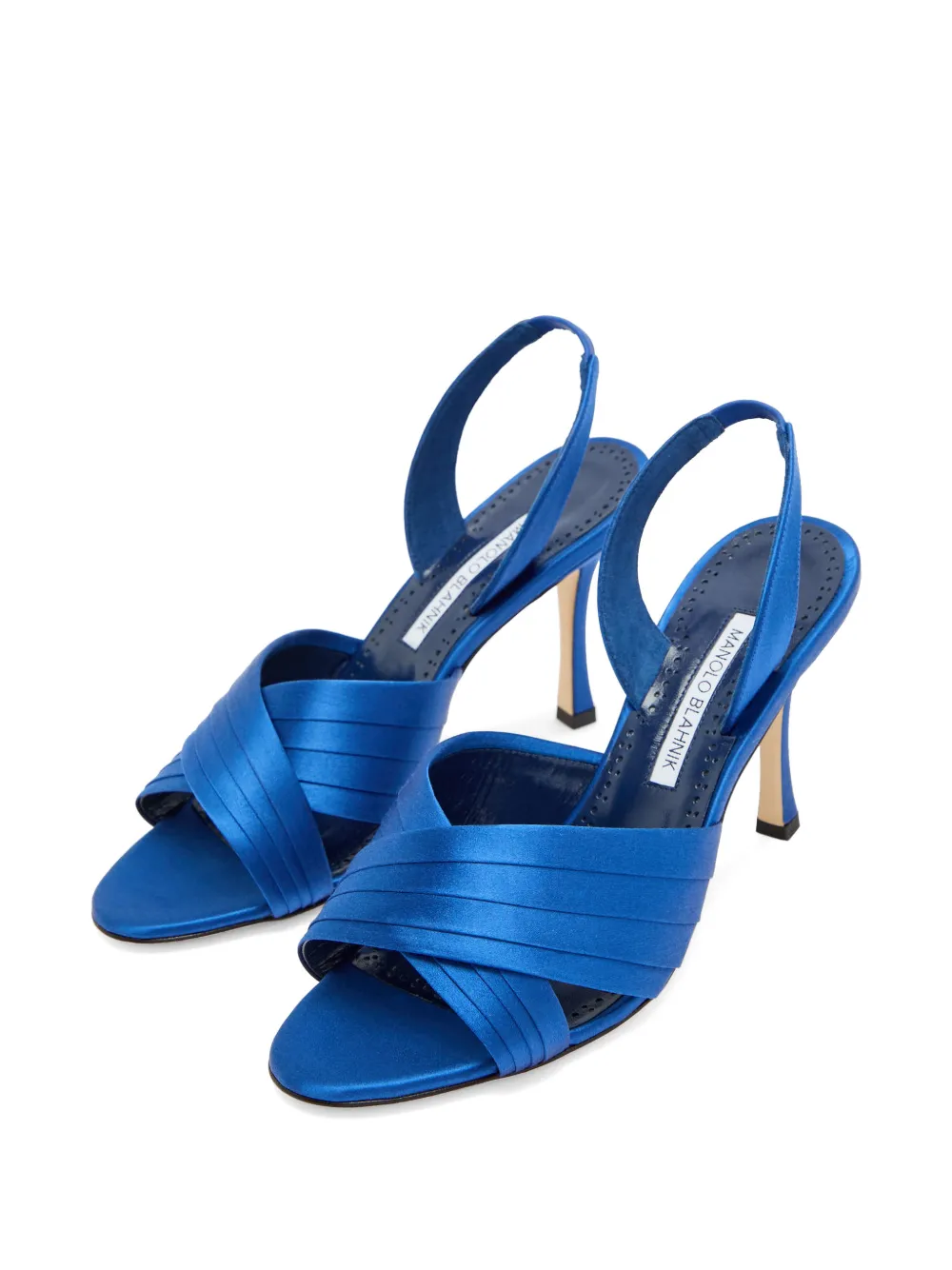 Manolo Blahnik Vierasan pleated crossover-strap sandals Blauw