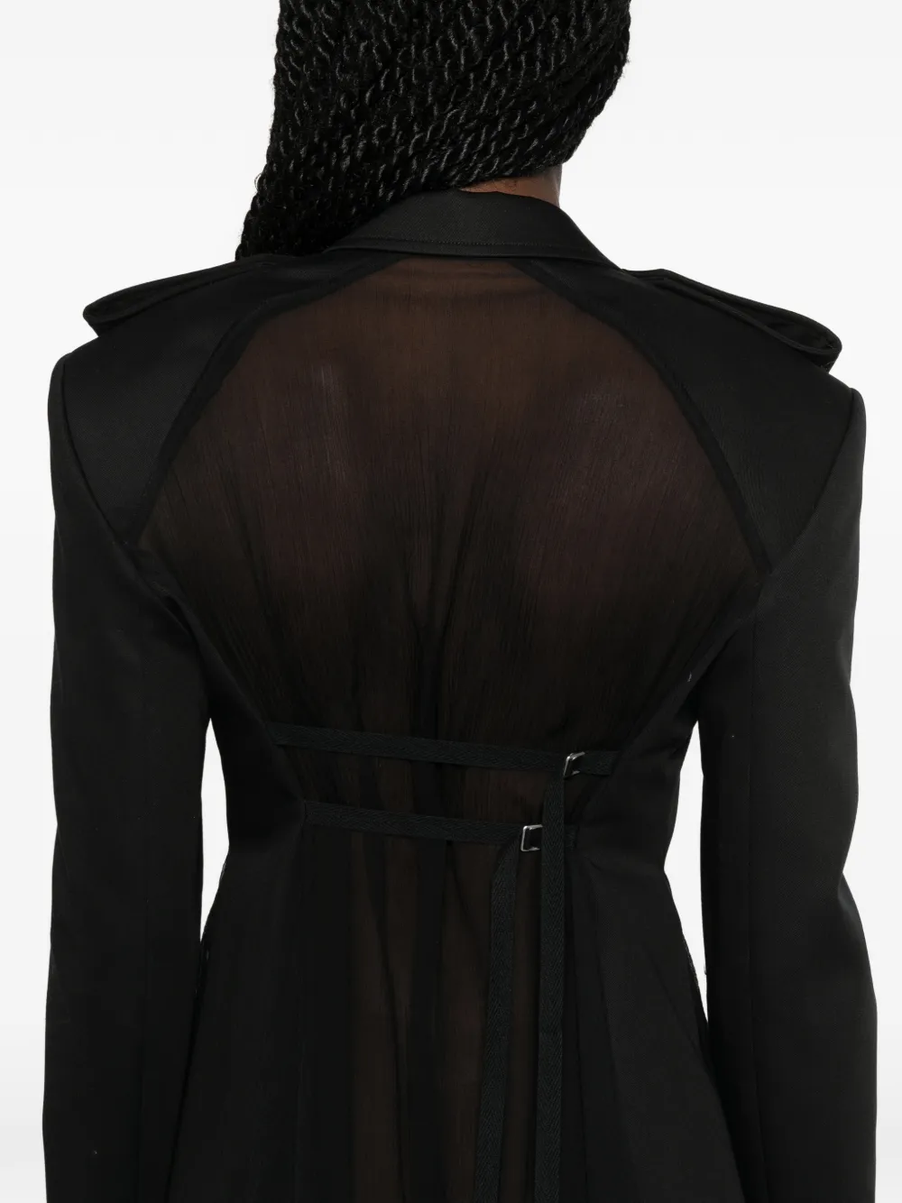 Ann Demeulemeester Sheer-panelled Epaulette Coat in Black, view 5