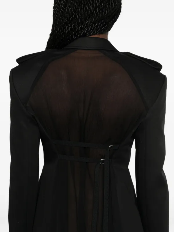 Ann Demeulemeester シアーパネル コート | ブラック | FARFETCH JP