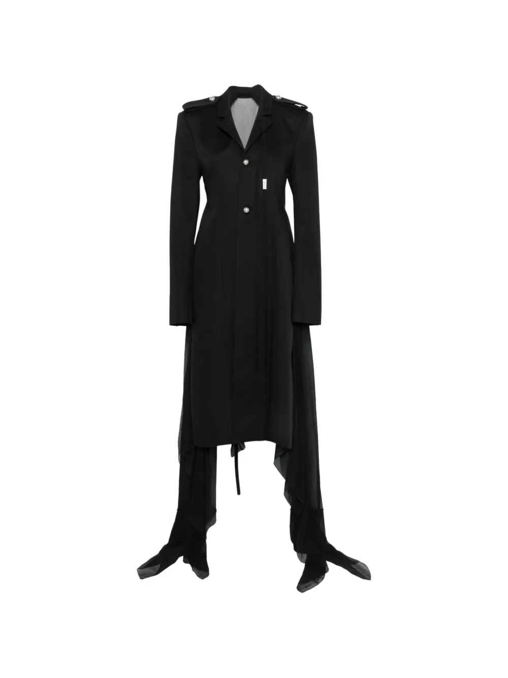 Ann Demeulemeester sheer-panelled epaulette coat - Nero