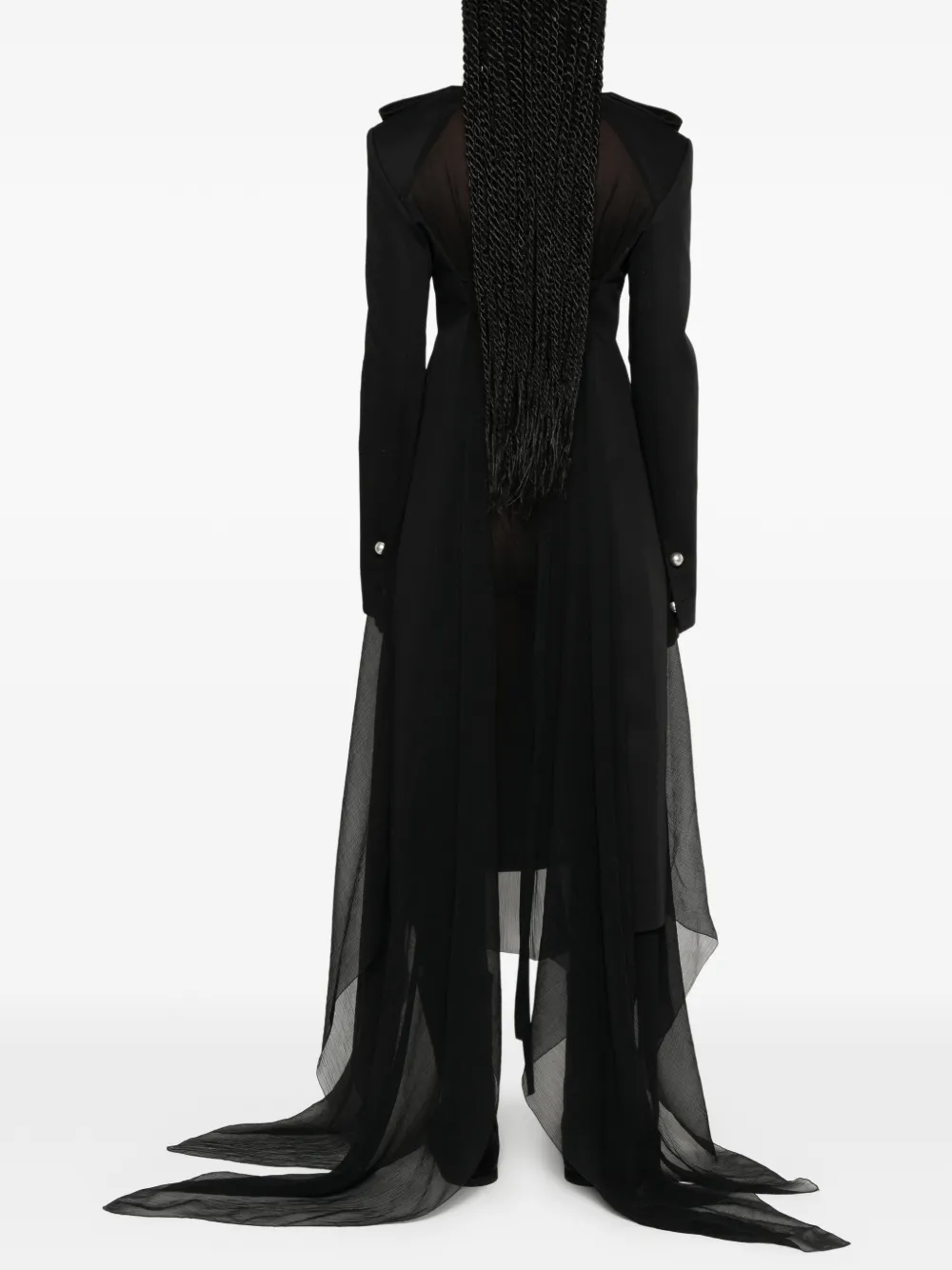 Ann Demeulemeester Sheer-panelled Epaulette Coat in Black, view 4