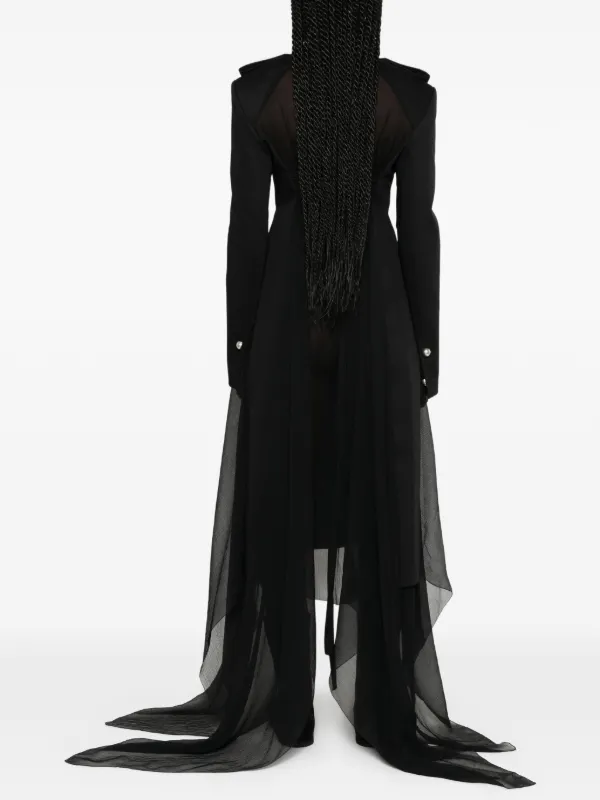 Ann Demeulemeester sheer-panelled Epaulette Coat | Black | FARFETCH