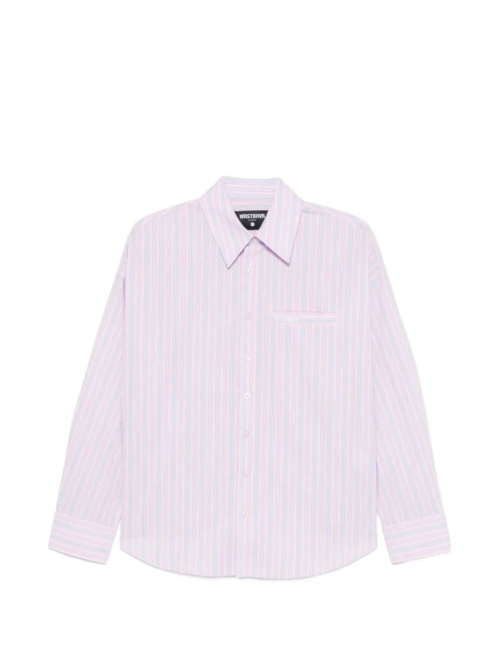 Wrstbhvr Tave Vertical-stripe Logo-patch Shirt In Neutral
