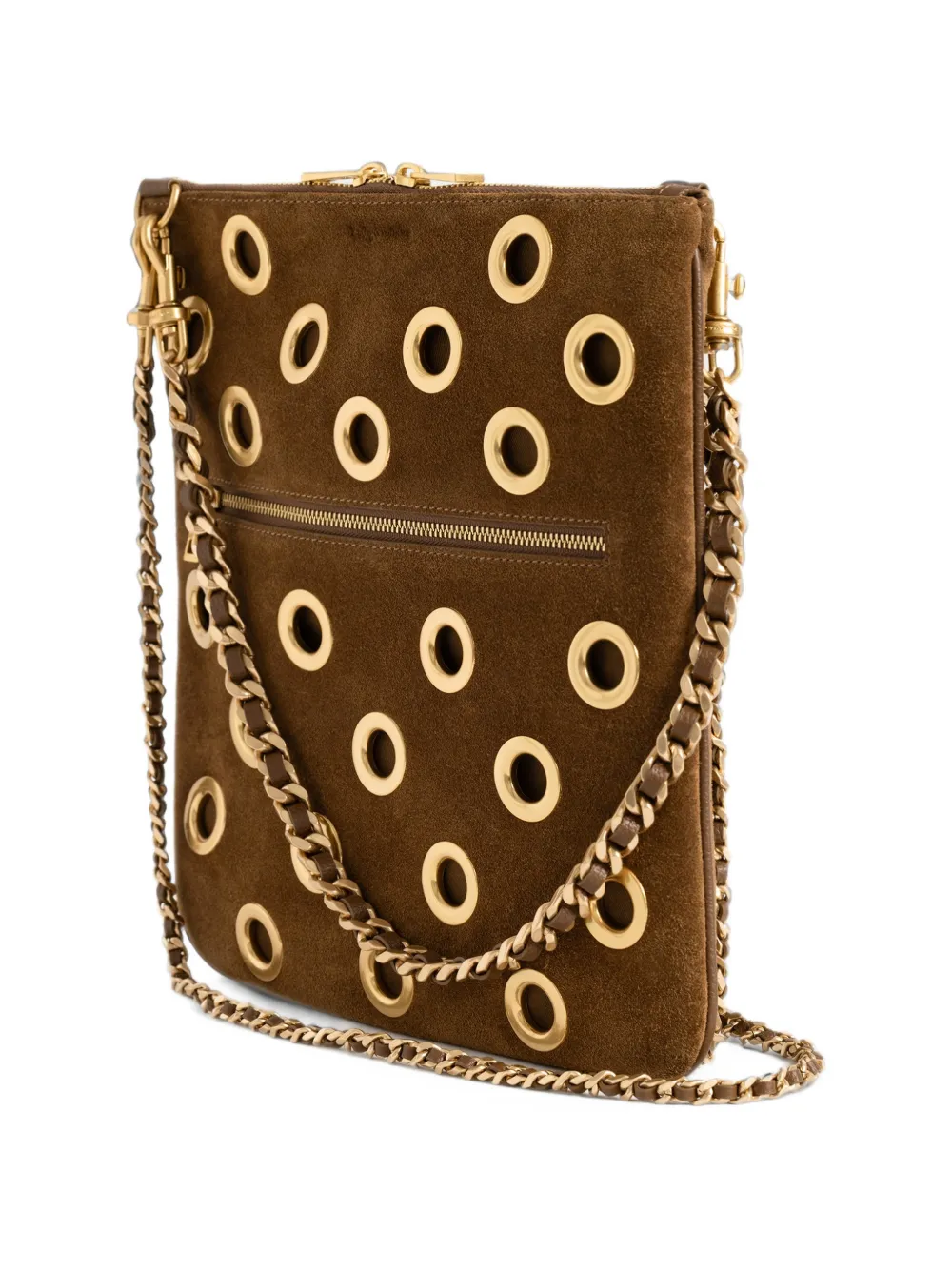 Zadig&Voltaire Rock suede 26 eyelets clutch Bruin
