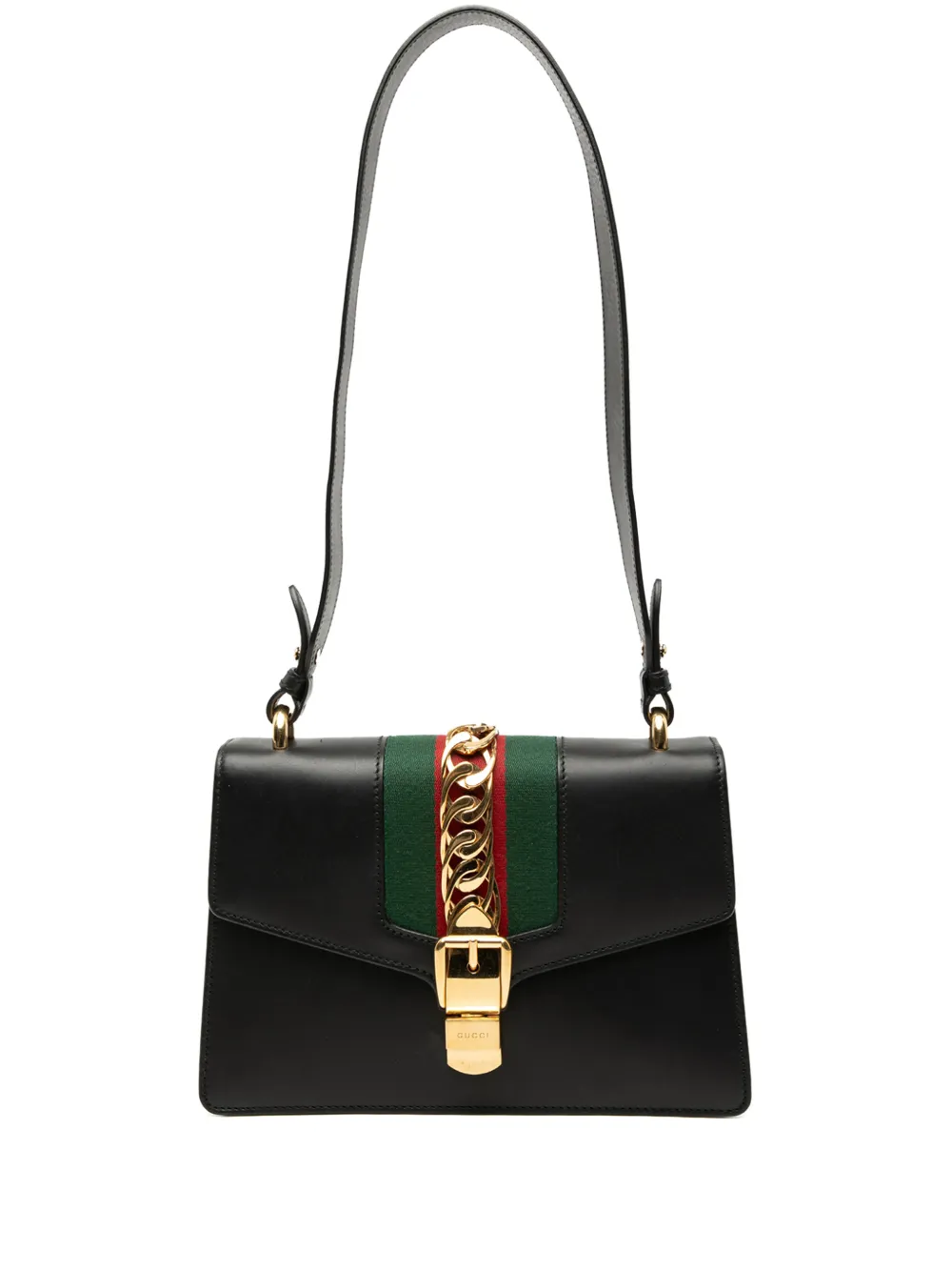 Gucci Pre-Owned 2000-2015 Small Leather Web Sylvie satchel - Nero