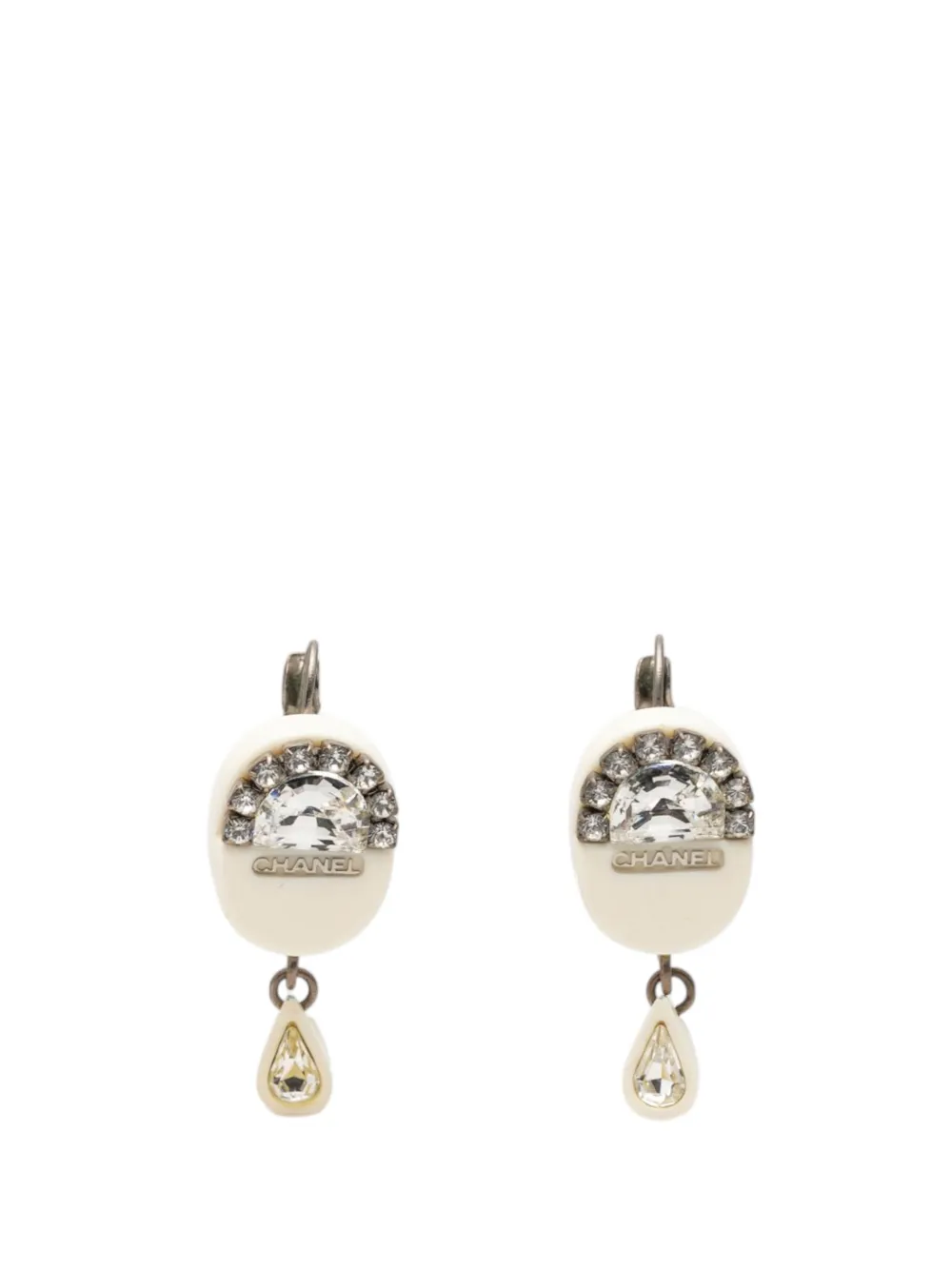 CHANEL Pre-Owned 2000 Resin Strass Rain Drop Clip On Earrings costume earrings - Bianco