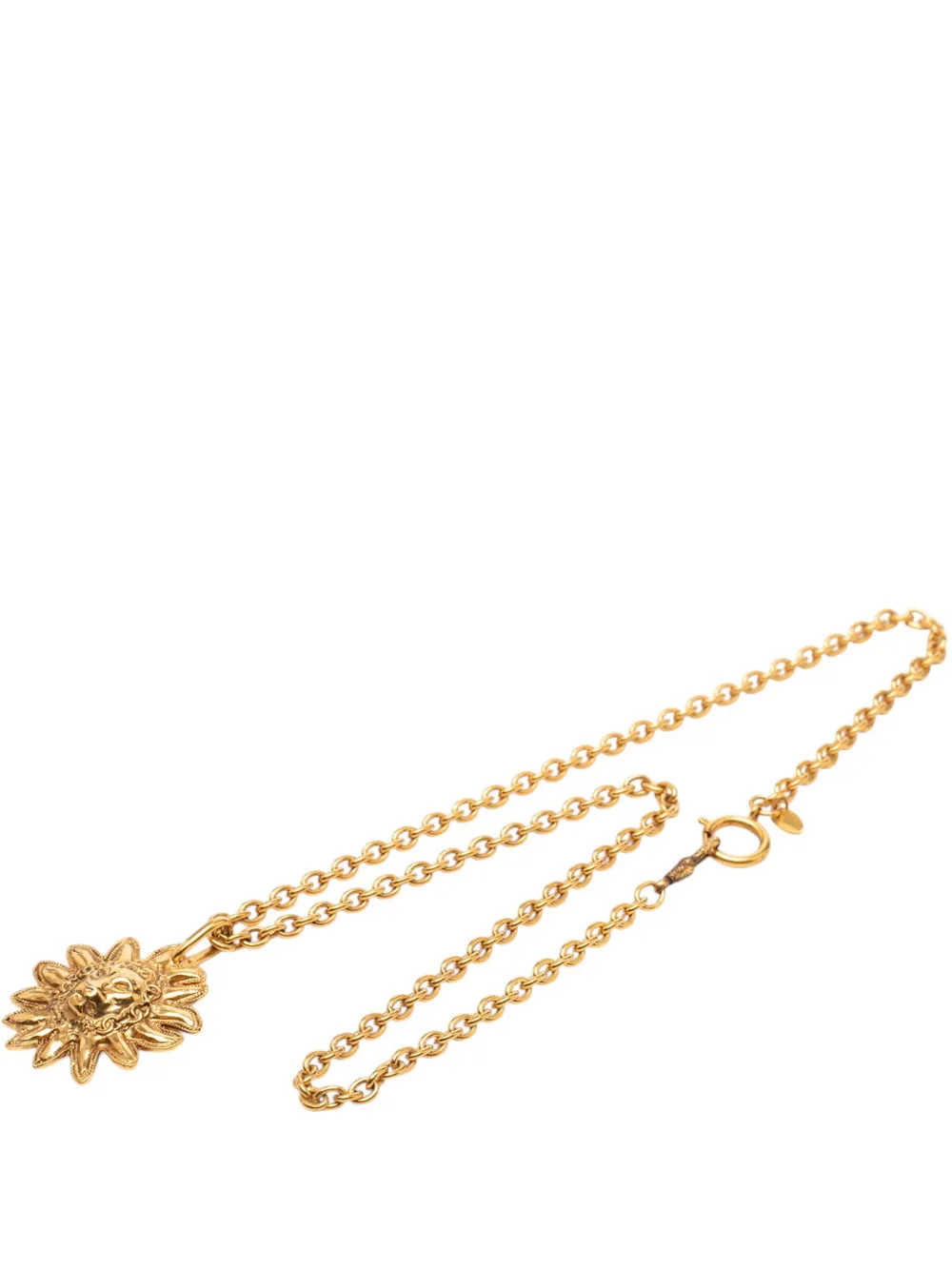 CHANEL Pre-Owned 1970-1980 Gold Plated Leo Lion Sun Medallion Necklace costume necklace