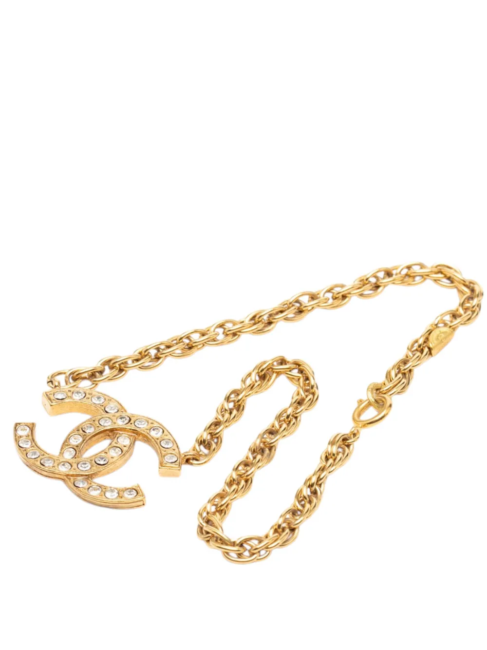 CHANEL Pre-Owned 1970-1980 CC Gold Plated Crystal Pendant Necklace costume necklace - Oro