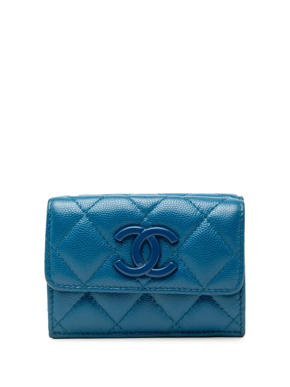CHANEL Pre-Owned 2020 Quilted Caviar My Everything Trifold Wallet small wallets - Blu