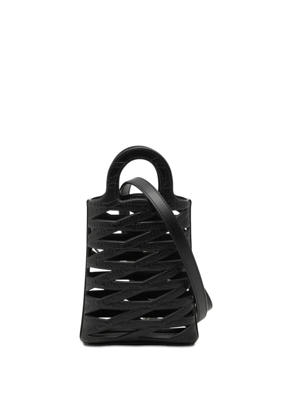 Balenciaga Pre-Owned 2021 Leather Neo Basket Phone Holder satchel - Nero