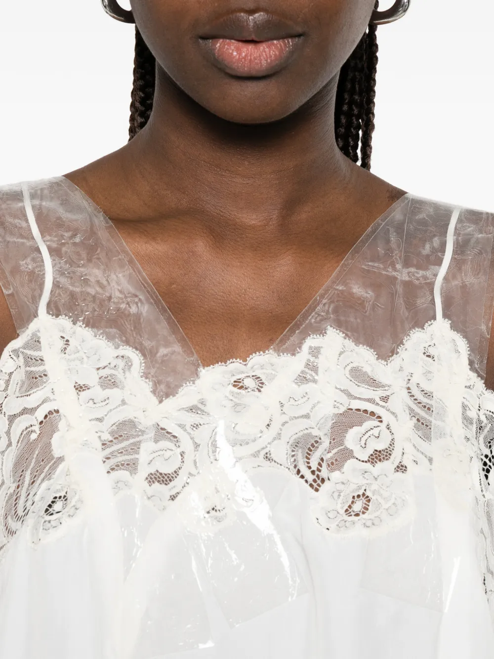 Maison Margiela Jurk met tulen laag en kanten afwerking Bruin