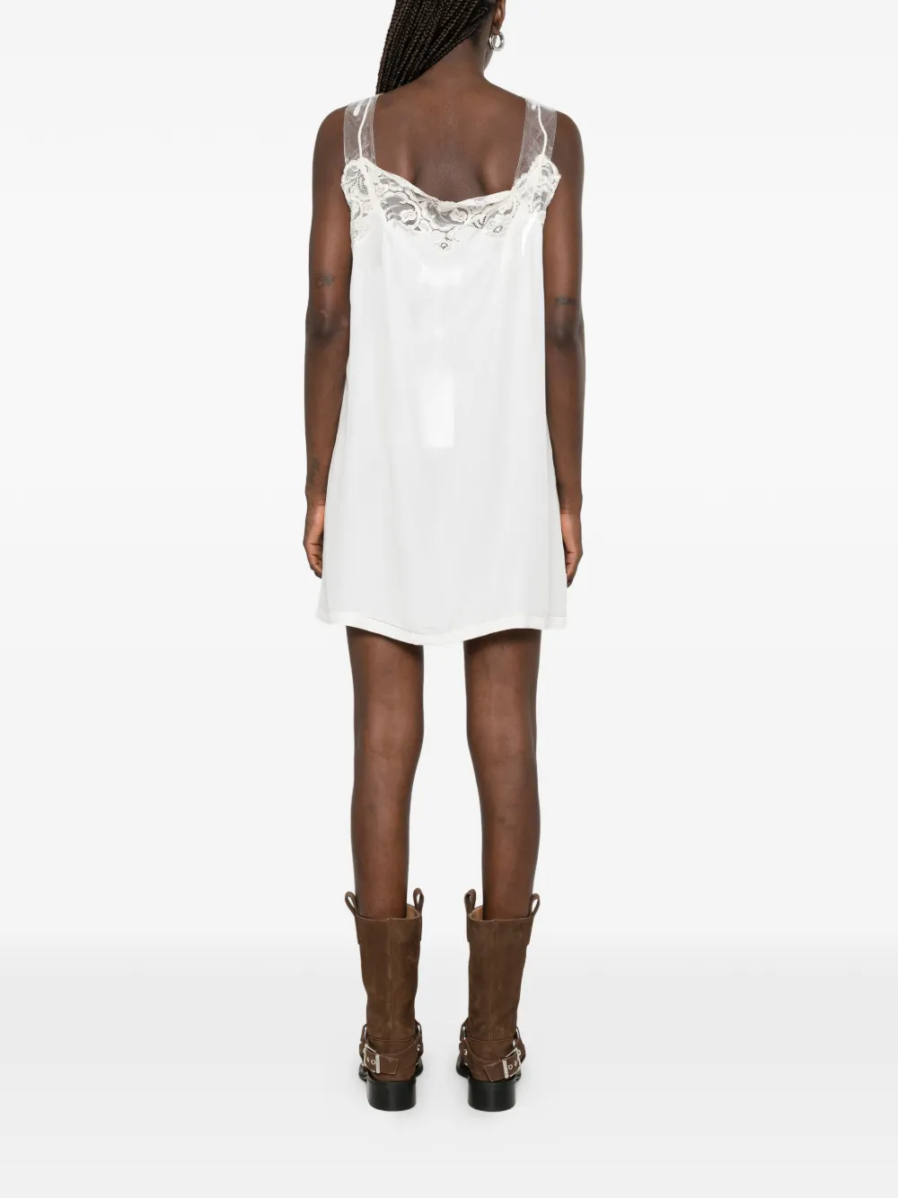 Maison Margiela Jurk met tulen laag en kanten afwerking Bruin