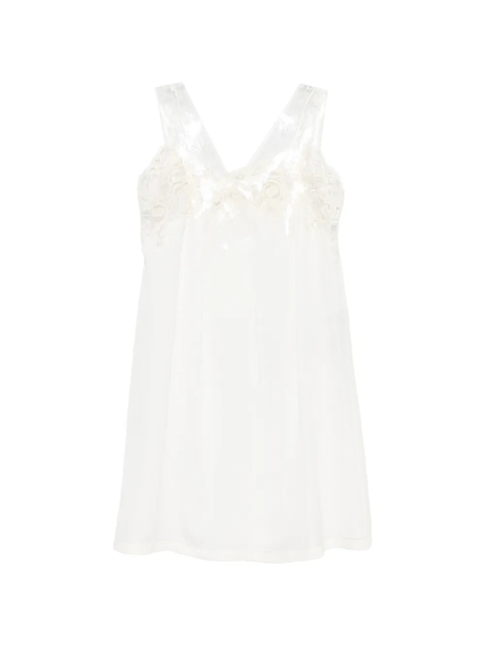 Maison Margiela lace-trim tulle-overlay dress - Brown