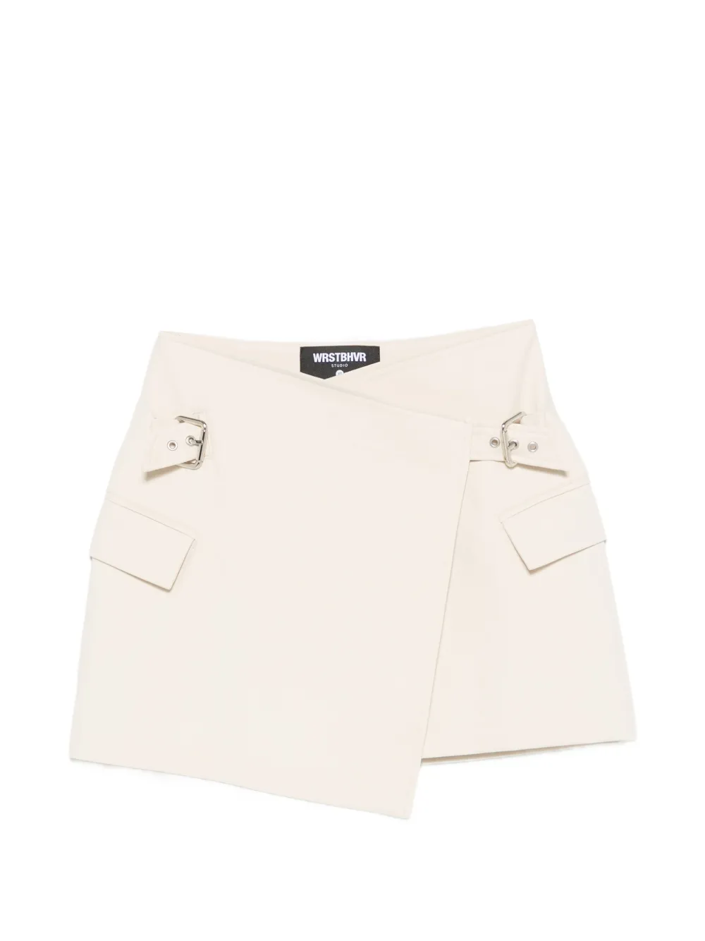 WRSTBHVR buckle-detail wrap mini skirt - Toni neutri