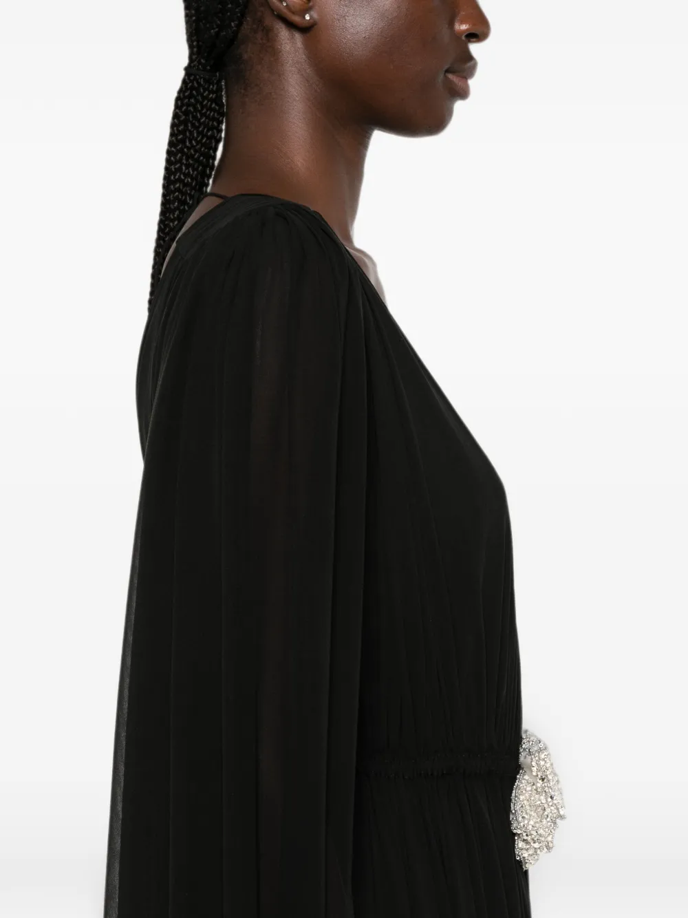 SILK LOVE & LACE Ilena maxi-jurk verfraaid met kristallen Zwart