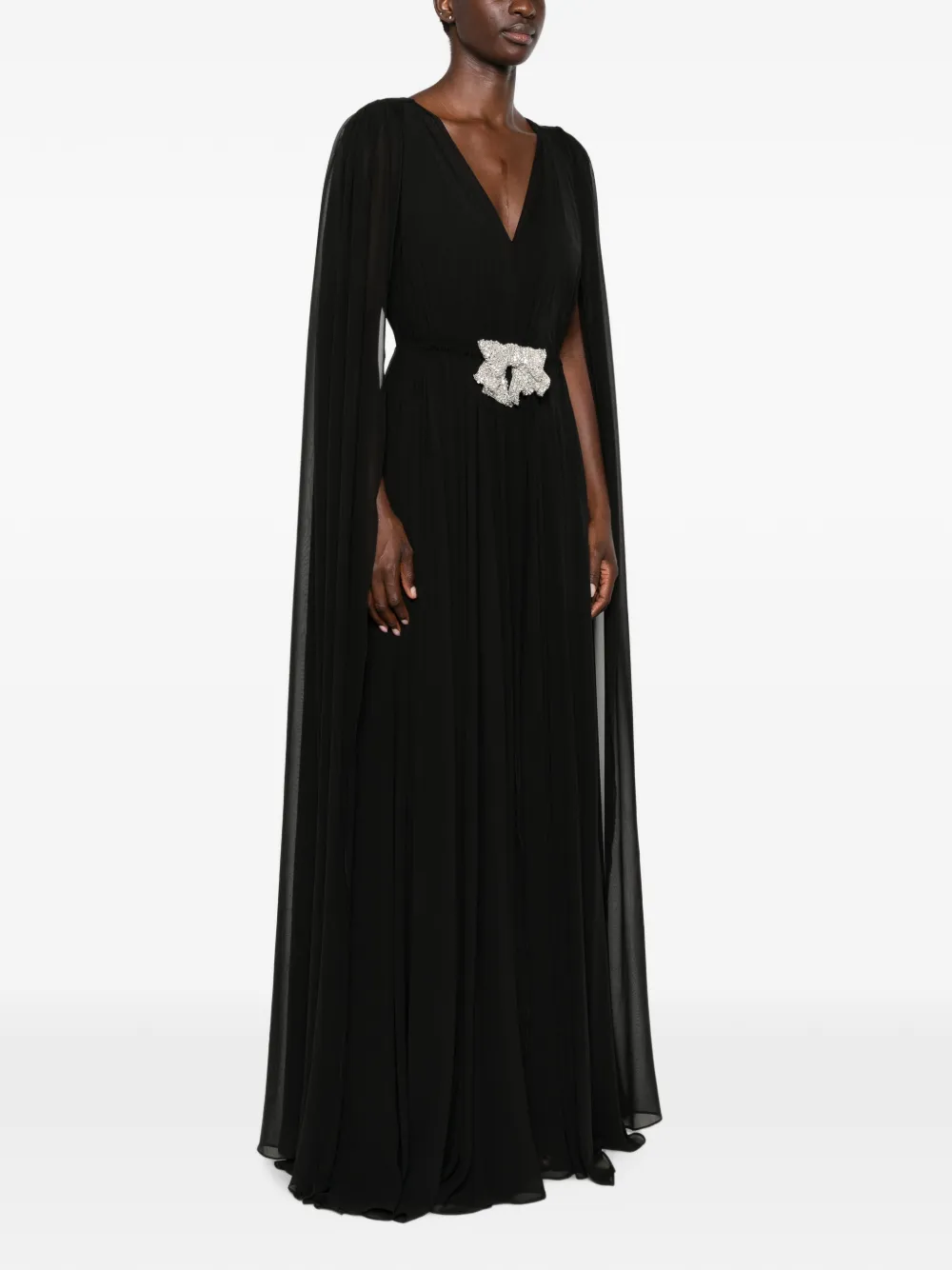 SILK LOVE & LACE Ilena maxi-jurk verfraaid met kristallen Zwart