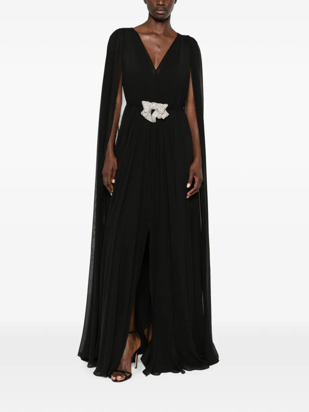 SILK LOVE & LACE Ilena maxi-jurk verfraaid met kristallen Zwart