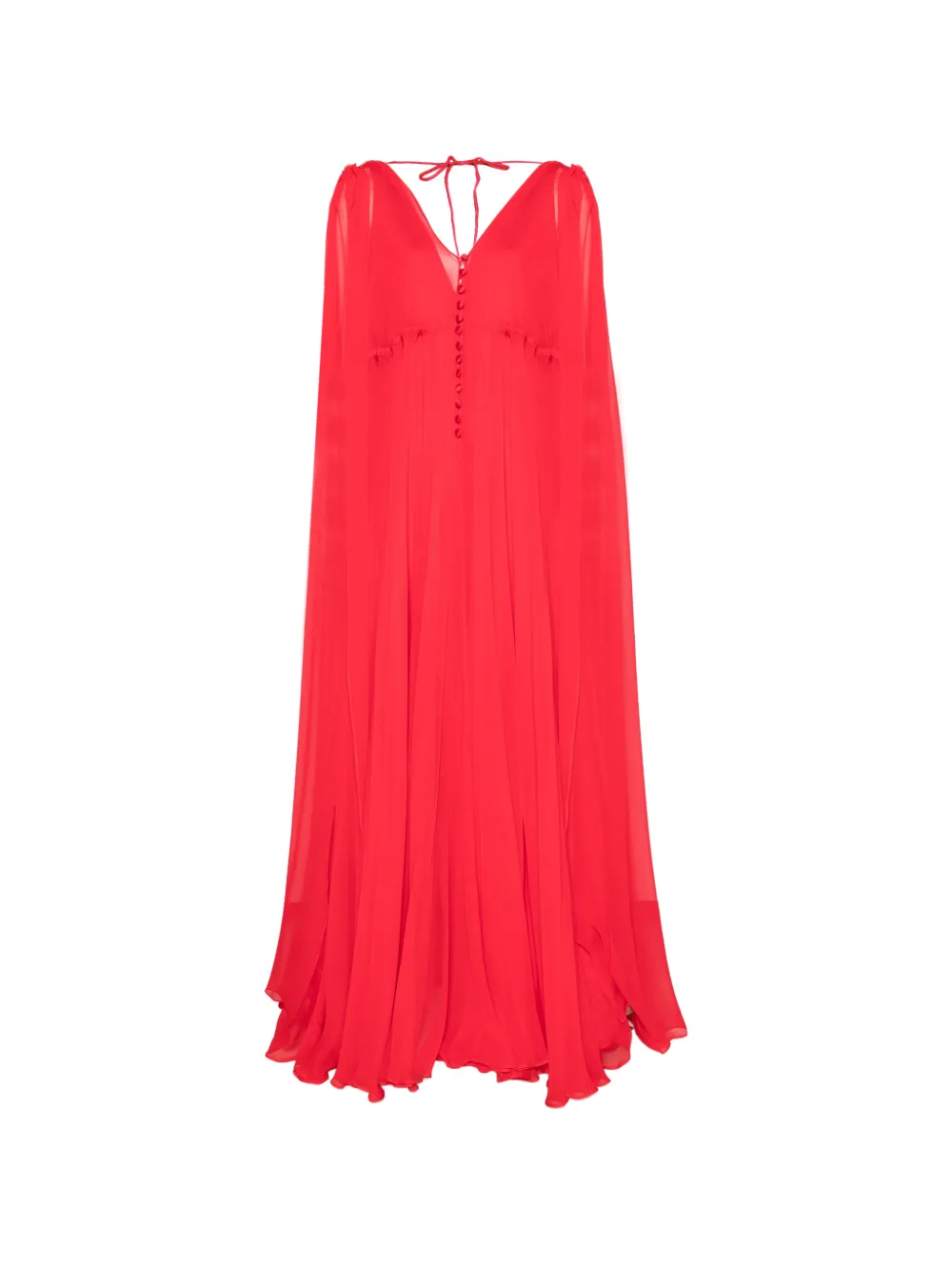 SILK LOVE & LACE Ilena cape-sleeve pleated dress - Red