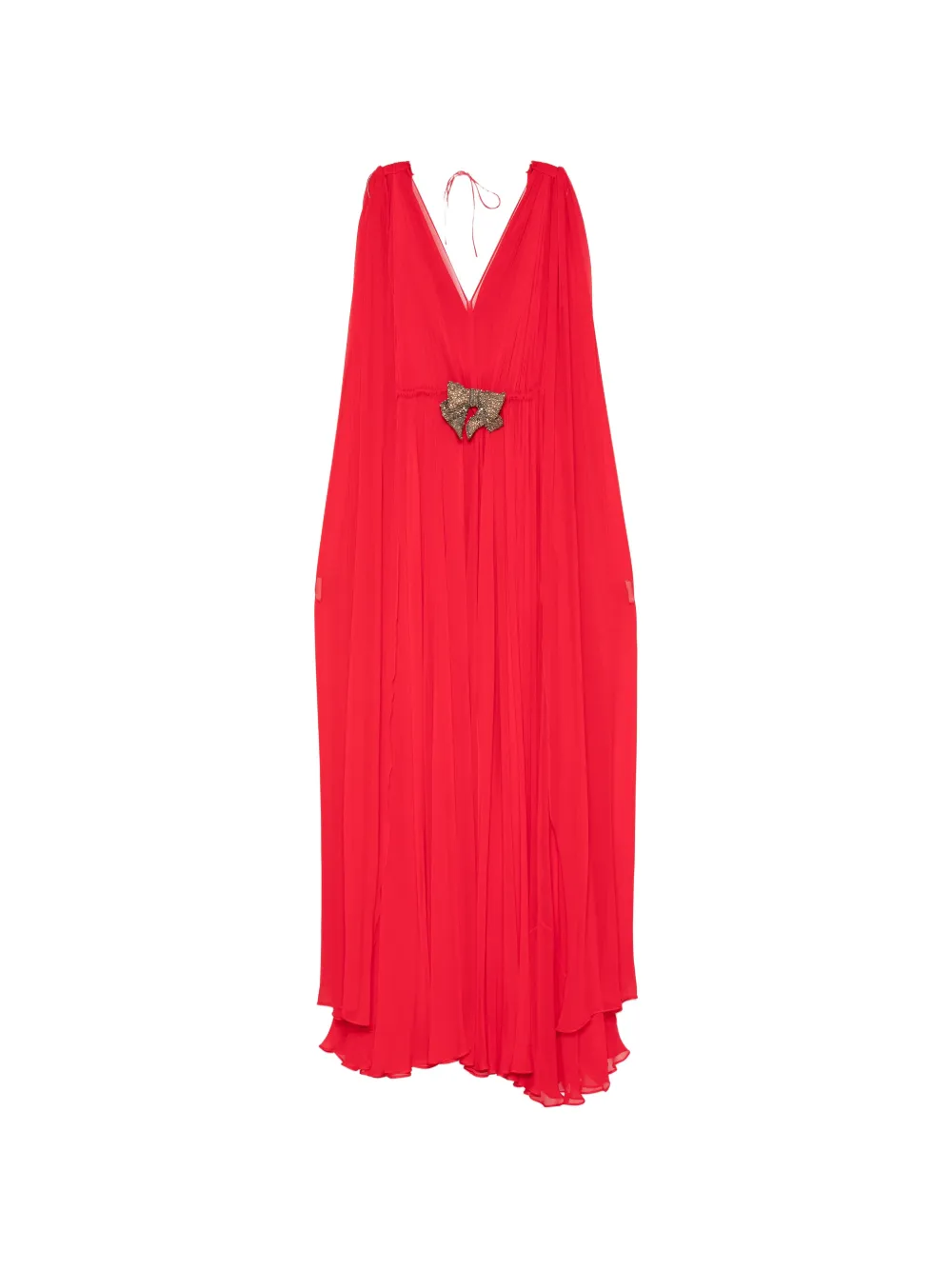 SILK LOVE & LACE Ilena cape-sleeve pleated dress - Rot