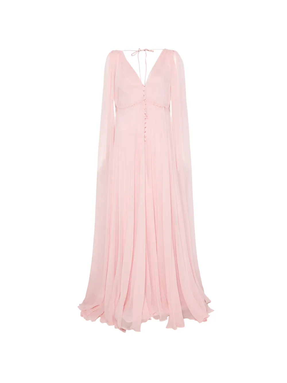 SILK LOVE & LACE Ilena crystal-embellished cape-sleeve maxi dress - Rosa