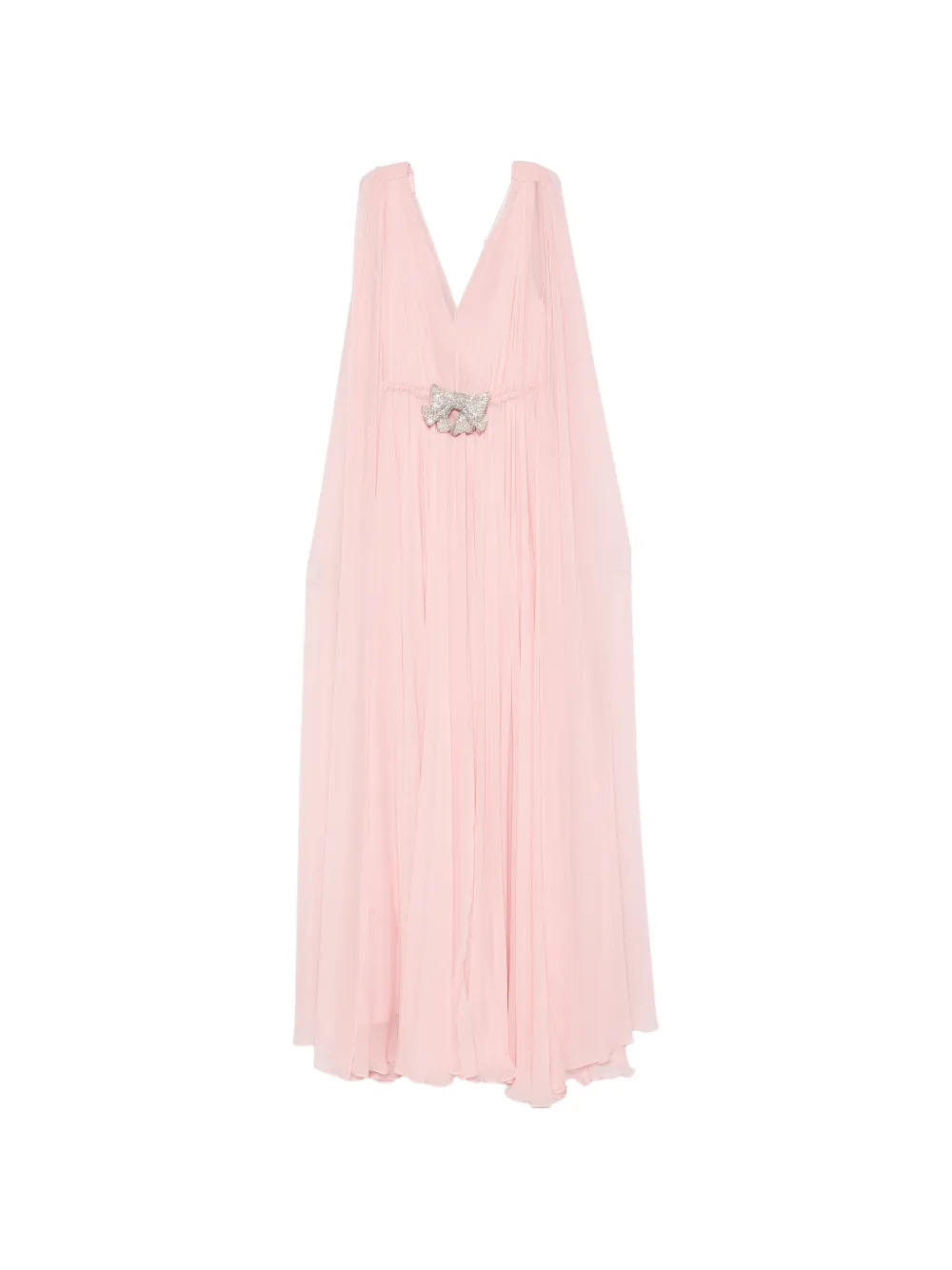 SILK LOVE & LACE Ilena crystal-embellished cape-sleeve maxi dress - Rosa