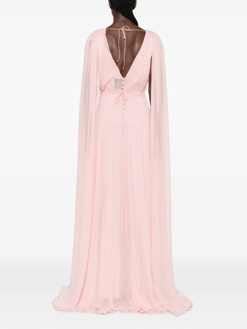 SILK LOVE & LACE Ilena maxi-jurk verfraaid met kristallen en capemouwen Roze