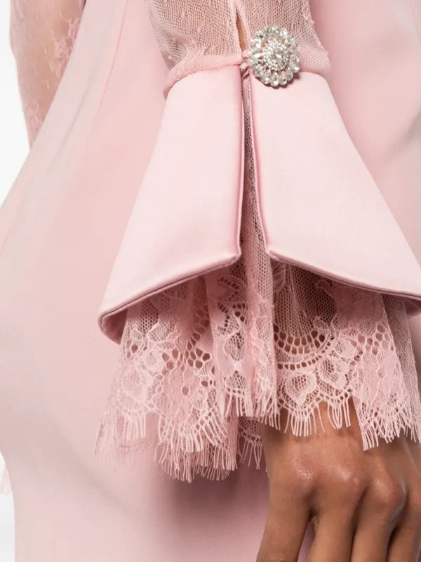silk love and lace dress SILK LOVE & LACE Andrea lace-panelled off-shoulder Maxi Dress | Pink