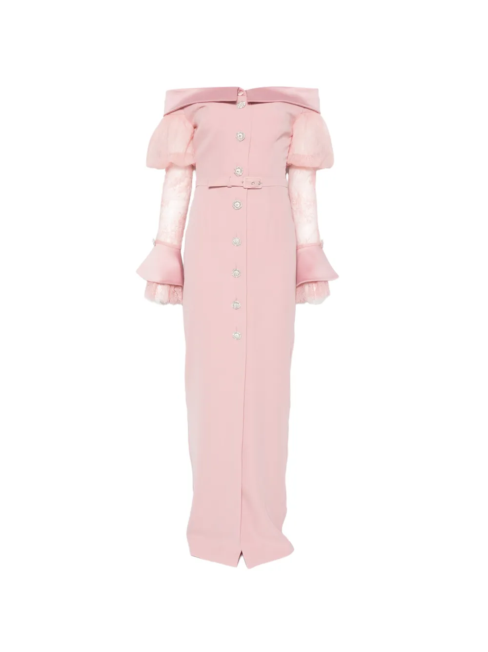 SILK LOVE & LACE Andrea lace-panelled off-shoulder maxi dress - Pink