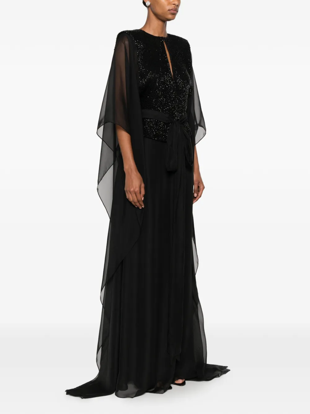 SILK LOVE & LACE Artemis maxi-jurk met pailletten Zwart