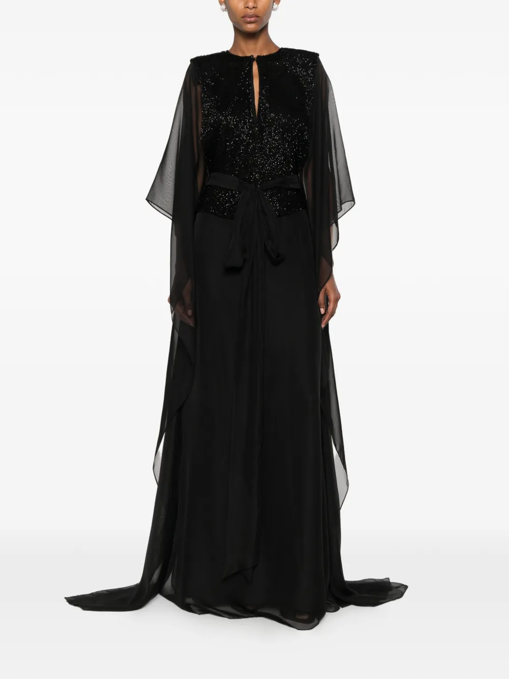 SILK LOVE & LACE Artemis maxi-jurk met pailletten Zwart
