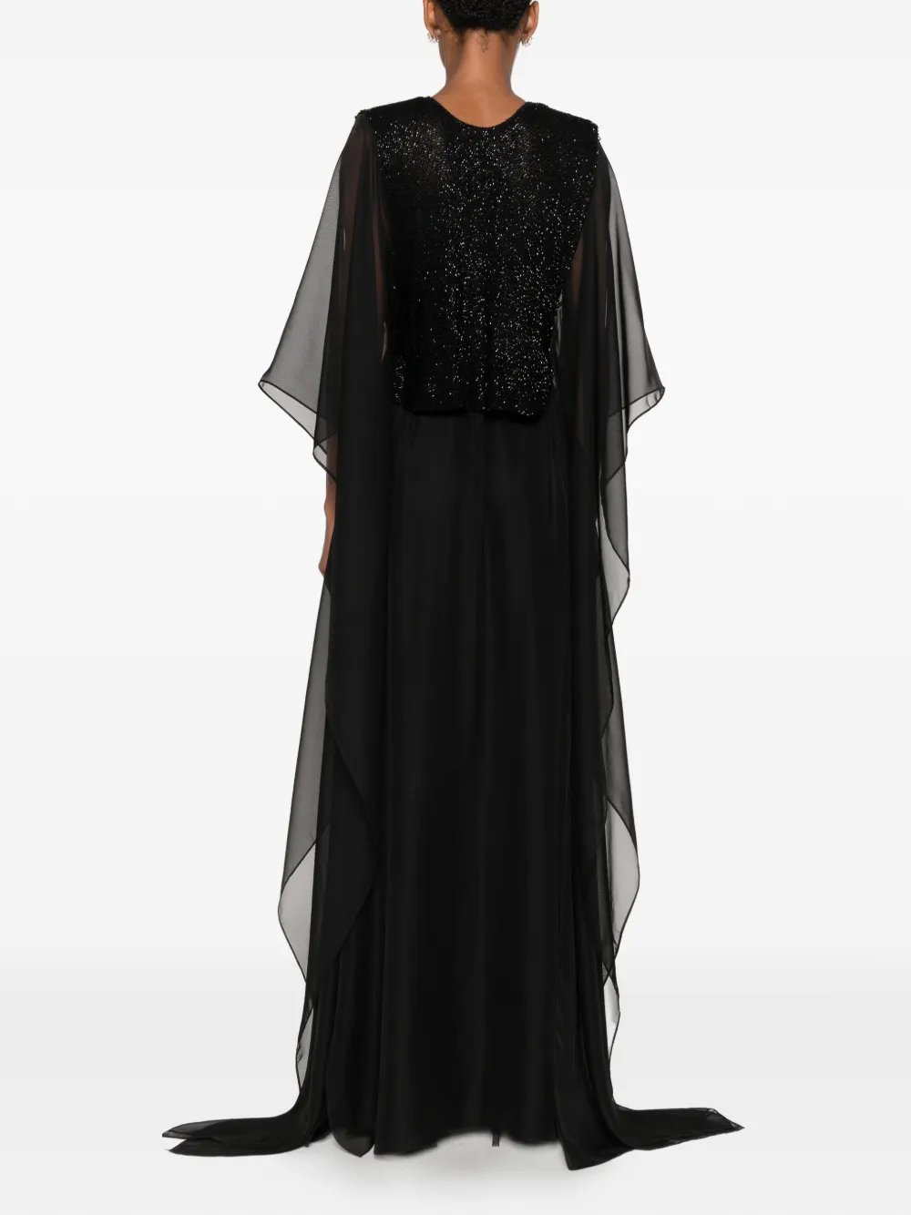 SILK LOVE & LACE Artemis maxi-jurk met pailletten Zwart