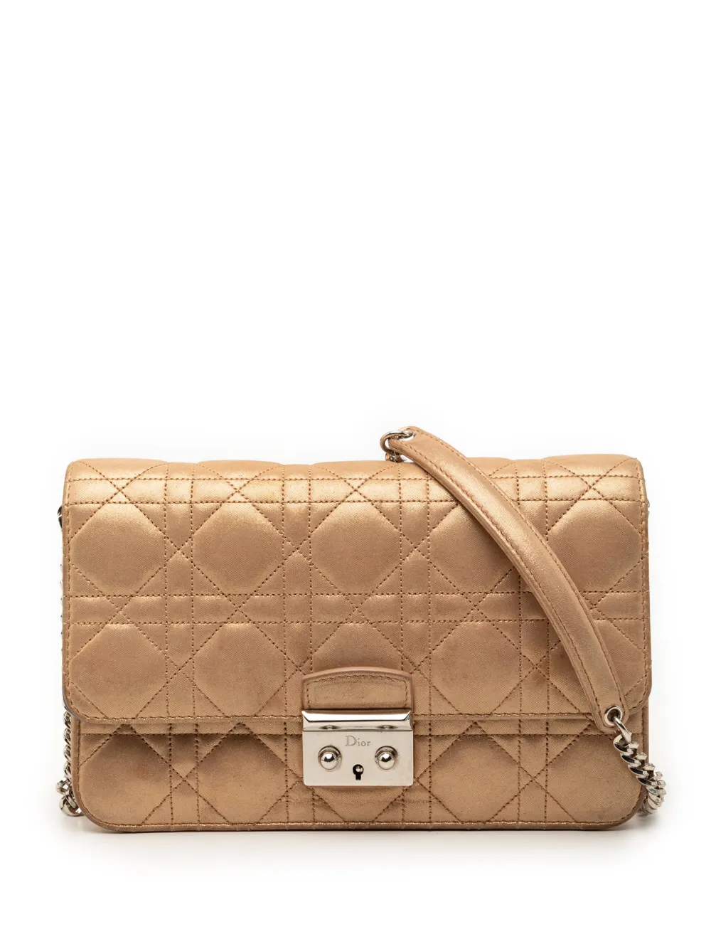 Christian Dior Pre-Owned 2015 Metallic Lambskin Cannage Miss Dior Promenade crossbody bag - Gold
