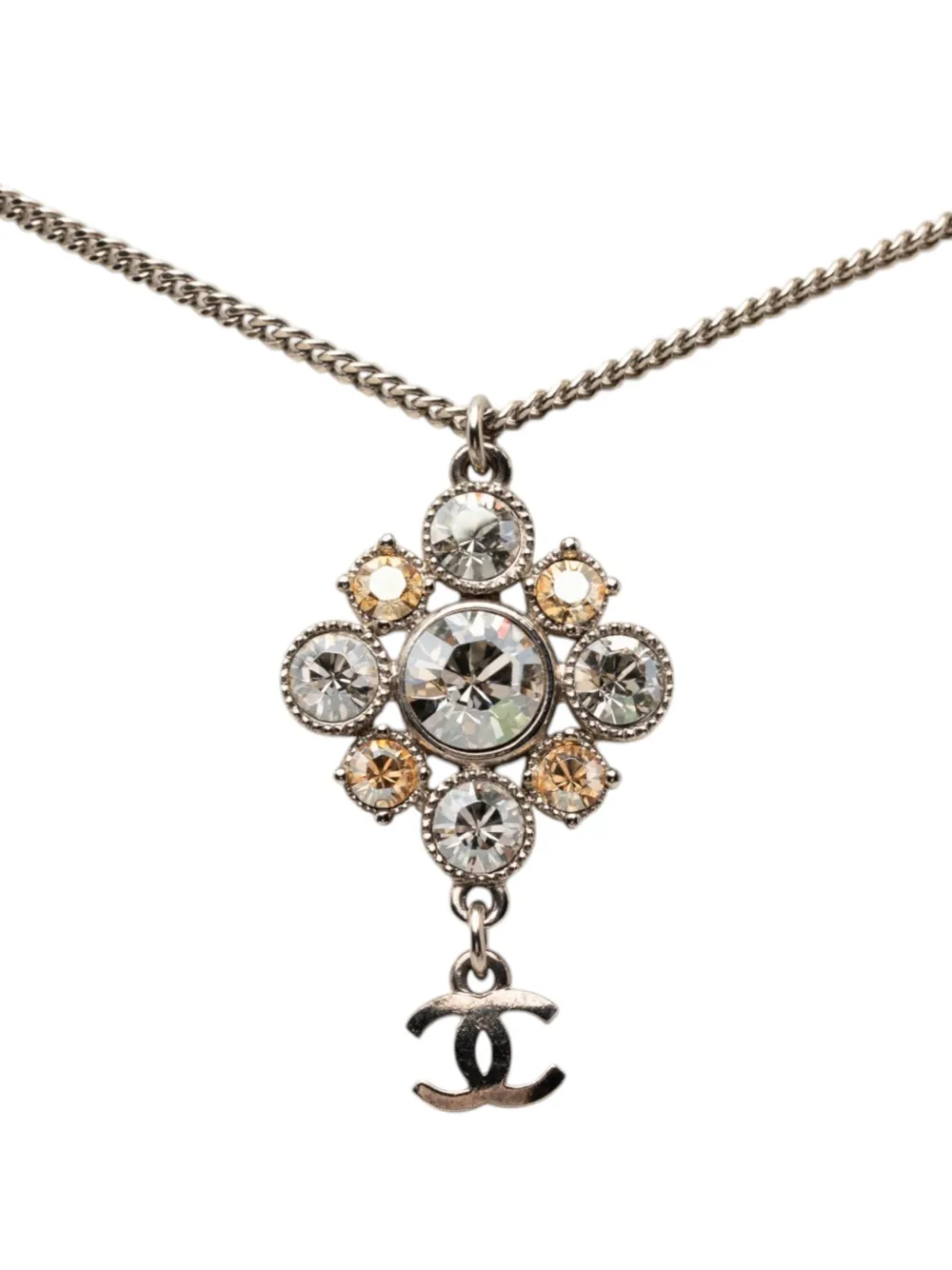 CHANEL Pre-Owned 2011 Brass CC Strass Pendant Necklace costume necklace - Argento