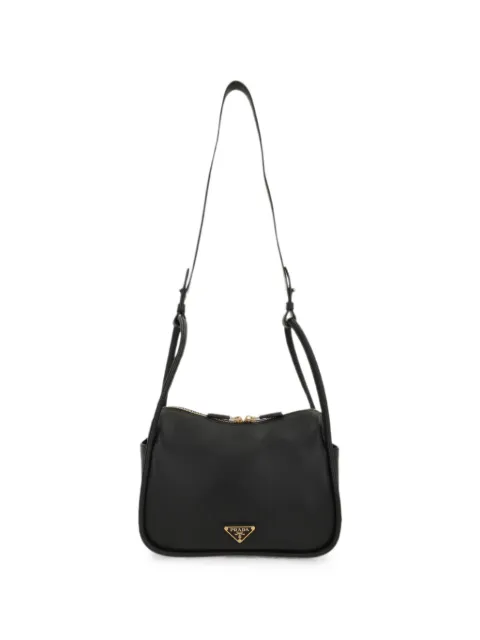 Prada logo-plaque leather shoulder bag
