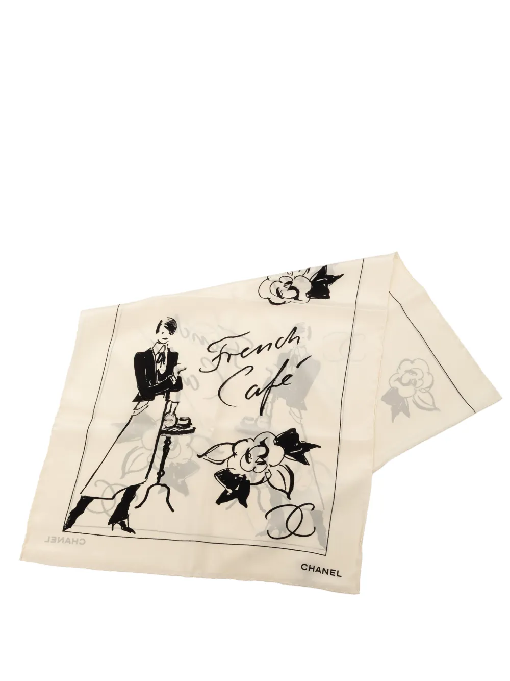 CHANEL Pre-Owned 1980-2000 CC French Cafe Silk Scarf scarves - Bianco