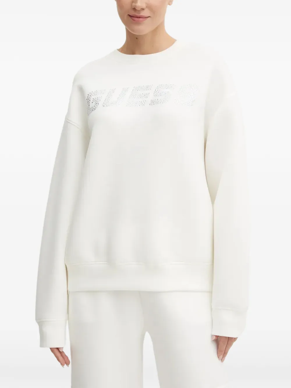 GUESS USA rhinestone-logo sweatshirt Wit