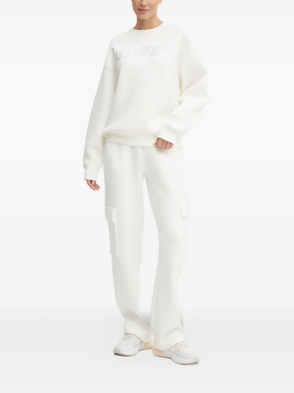 GUESS USA rhinestone-logo sweatshirt Wit