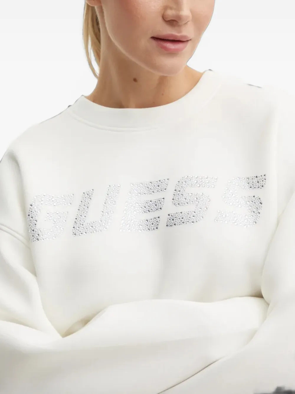 GUESS USA rhinestone-logo sweatshirt Wit