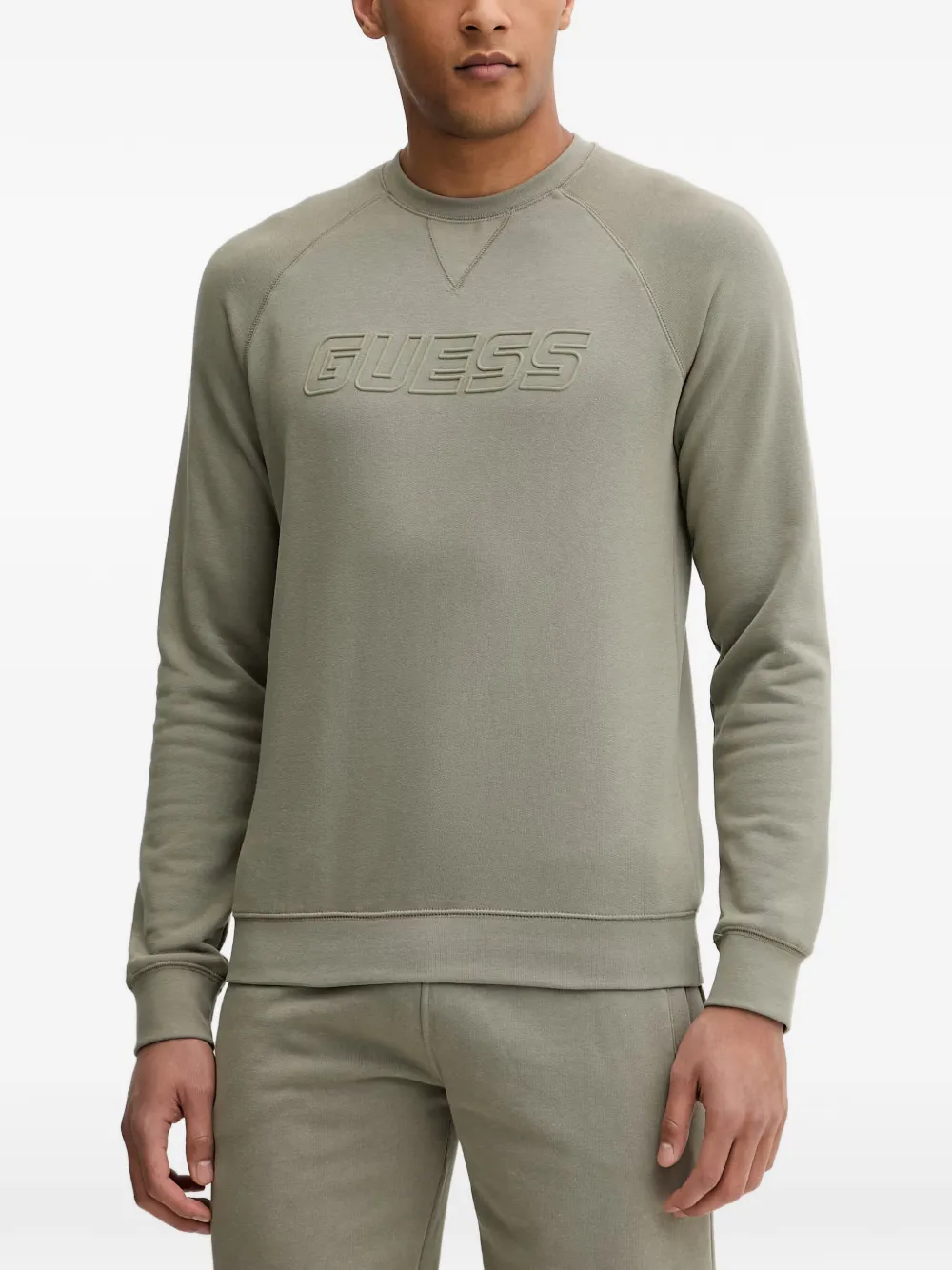 GUESS USA logo-embossed sweatshirt - Verde