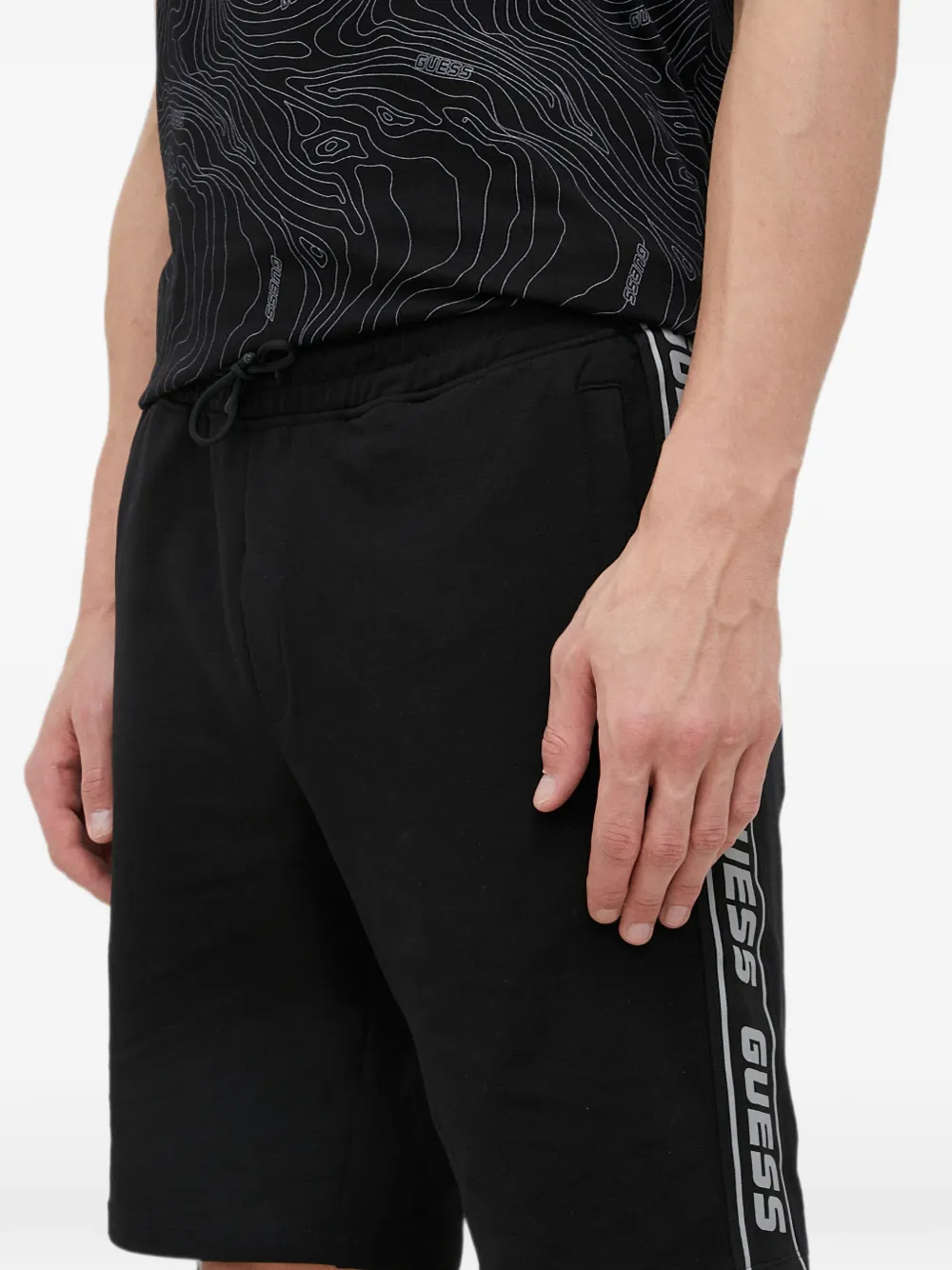 GUESS USA Shorts met logoband Zwart