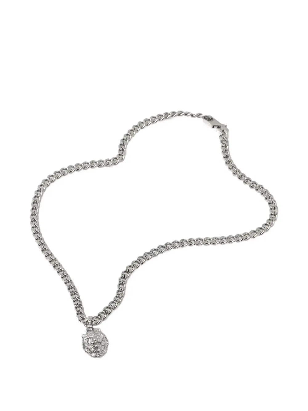 GUESS USA lion-pendant curb-chain necklace - Argento
