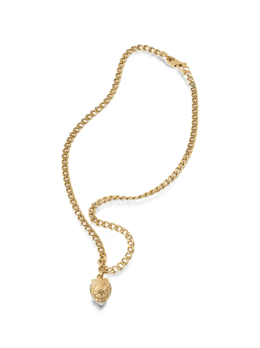 GUESS USA lion-pendant curb-link necklace - Gold