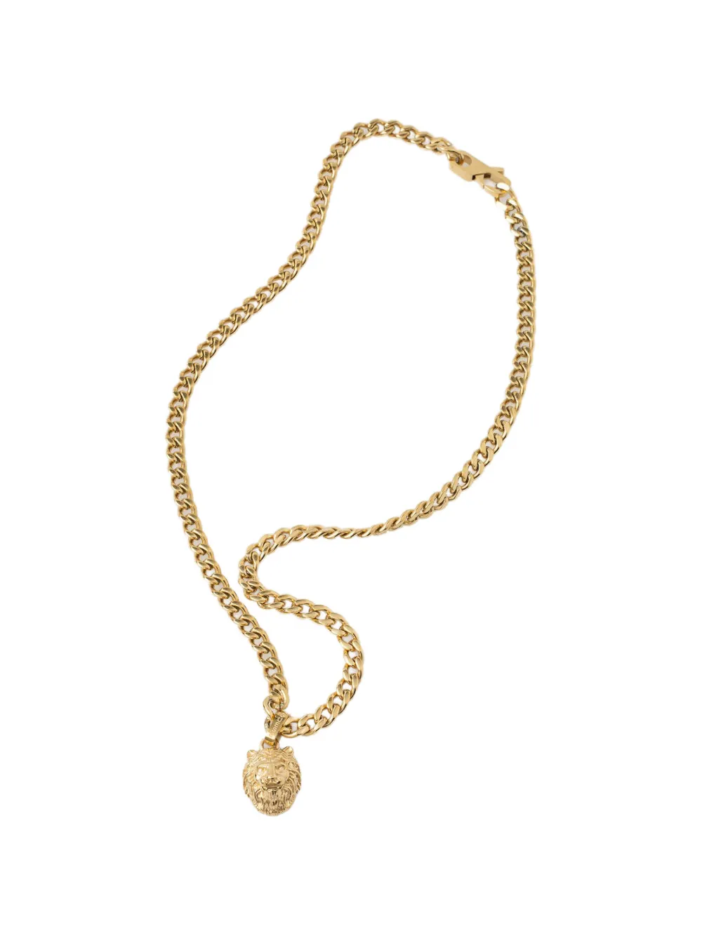 GUESS USA lion-pendant curb-link necklace - Oro