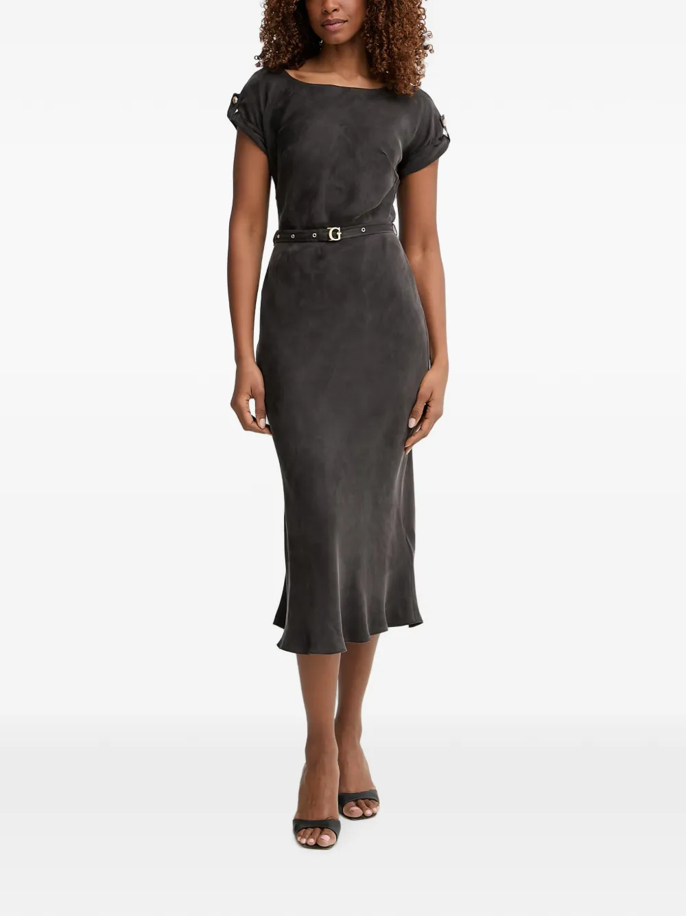 GUESS USA belted cap-sleeve midi dress - Nero