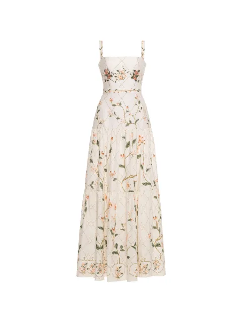 Agua By Agua Bendita Lima Navegante embroidered tiered maxi dress