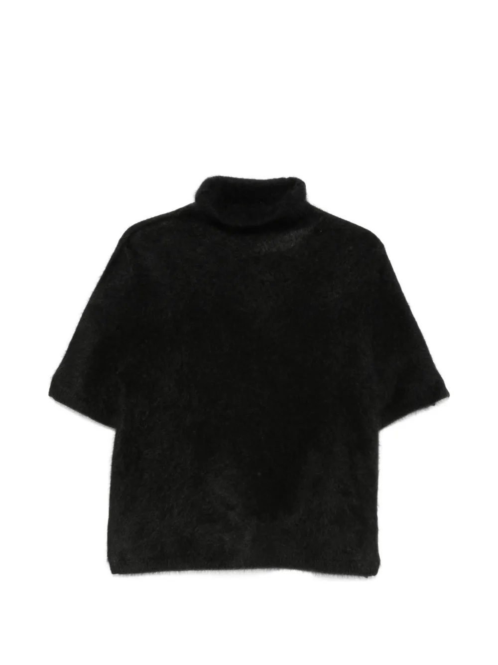 Soft Goat high-neck short-sleeve sweater - Nero