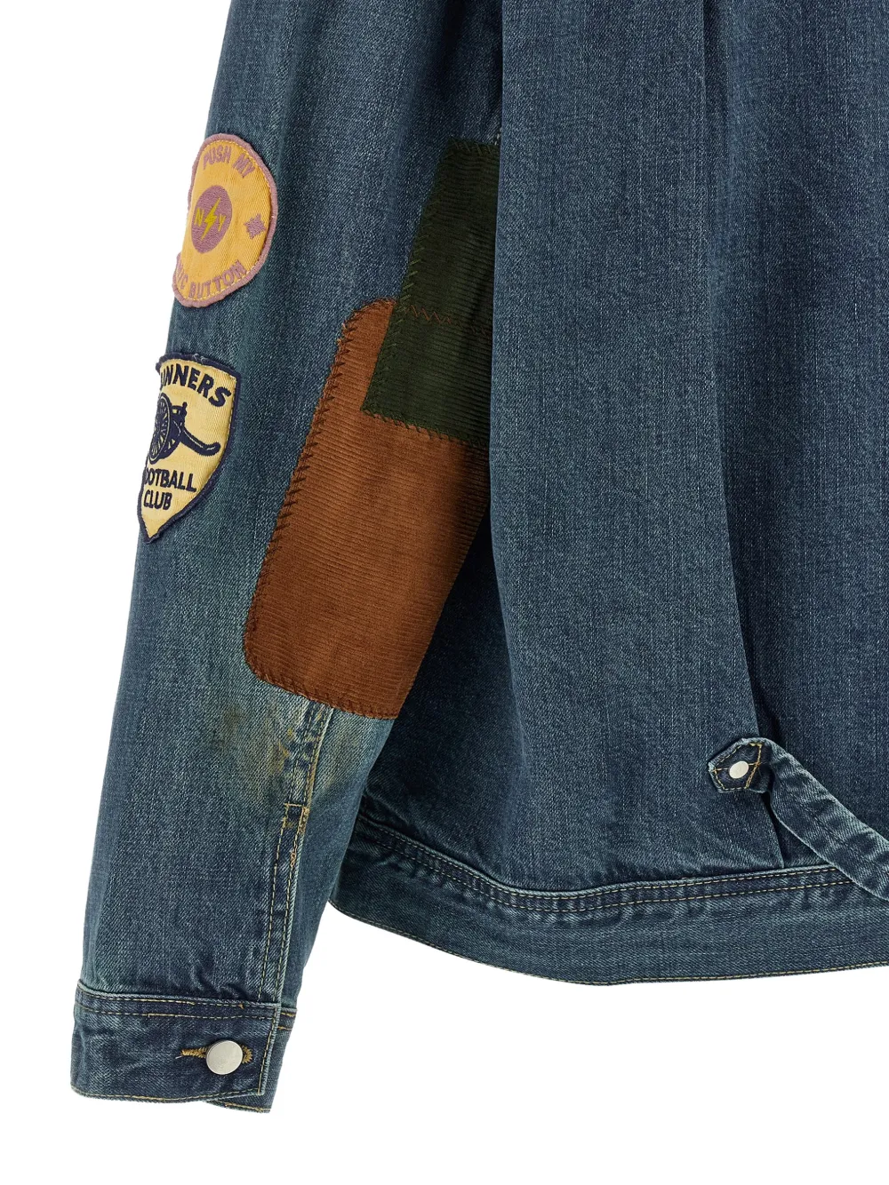 FOUND Denim jack met patchwork Blauw