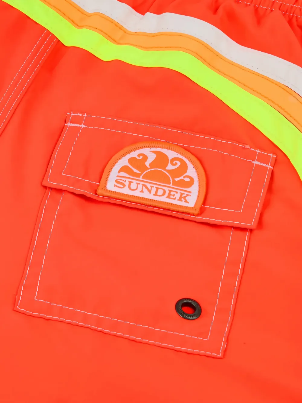 Sundek Zwembroek met logopatch en regenboogstreep Oranje