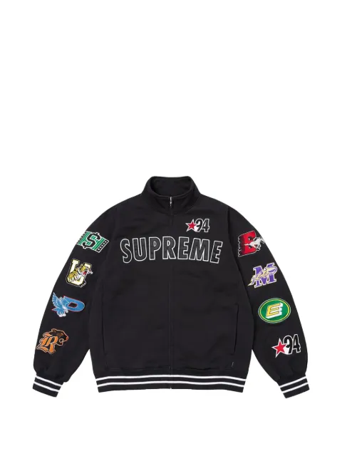 Supreme logo-patch zip-up jacket