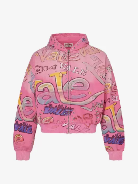 Vale crystal-embellished graffiti-print hoodie